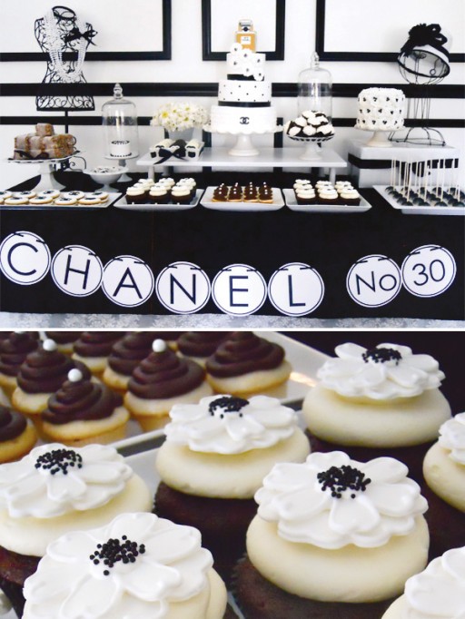 black-white-chanel-dessert-table-cupcakes