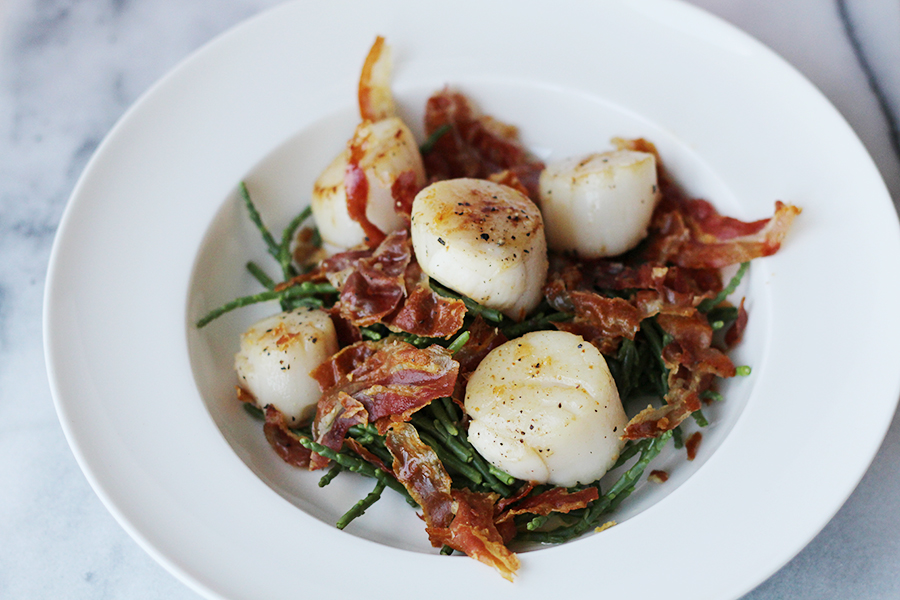 coquilles met zeekraal