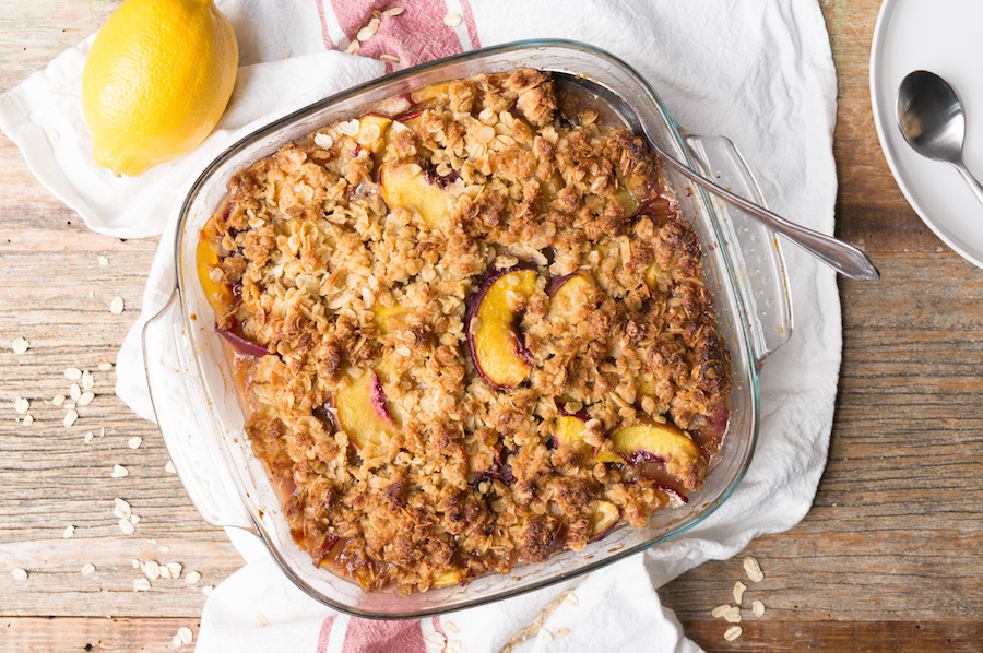 perzik crumble recept
