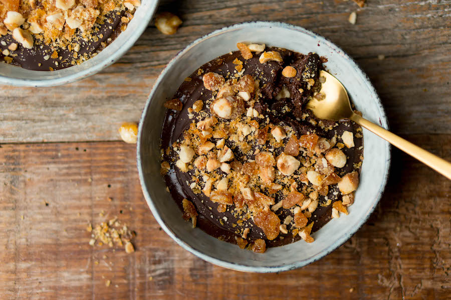 chocolademousse met hazelnoten-praliné