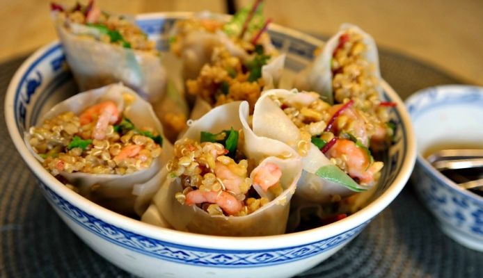 Foto van Oosterse spring rolls met quinoa en garnalen (gezonde recepten)