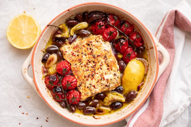 Griekse gebakken feta uit de oven