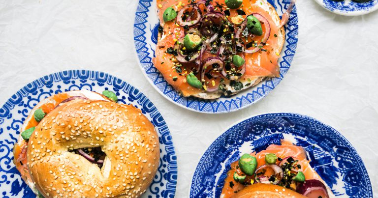 Bagels met zalm en cream cheese op z'n Japans