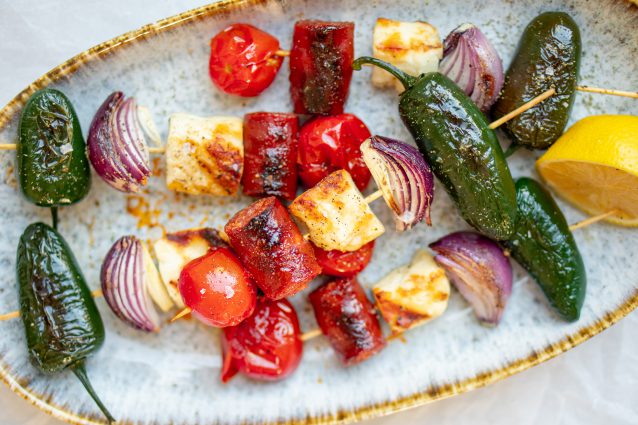 Barbecuespiesjes met halloumi