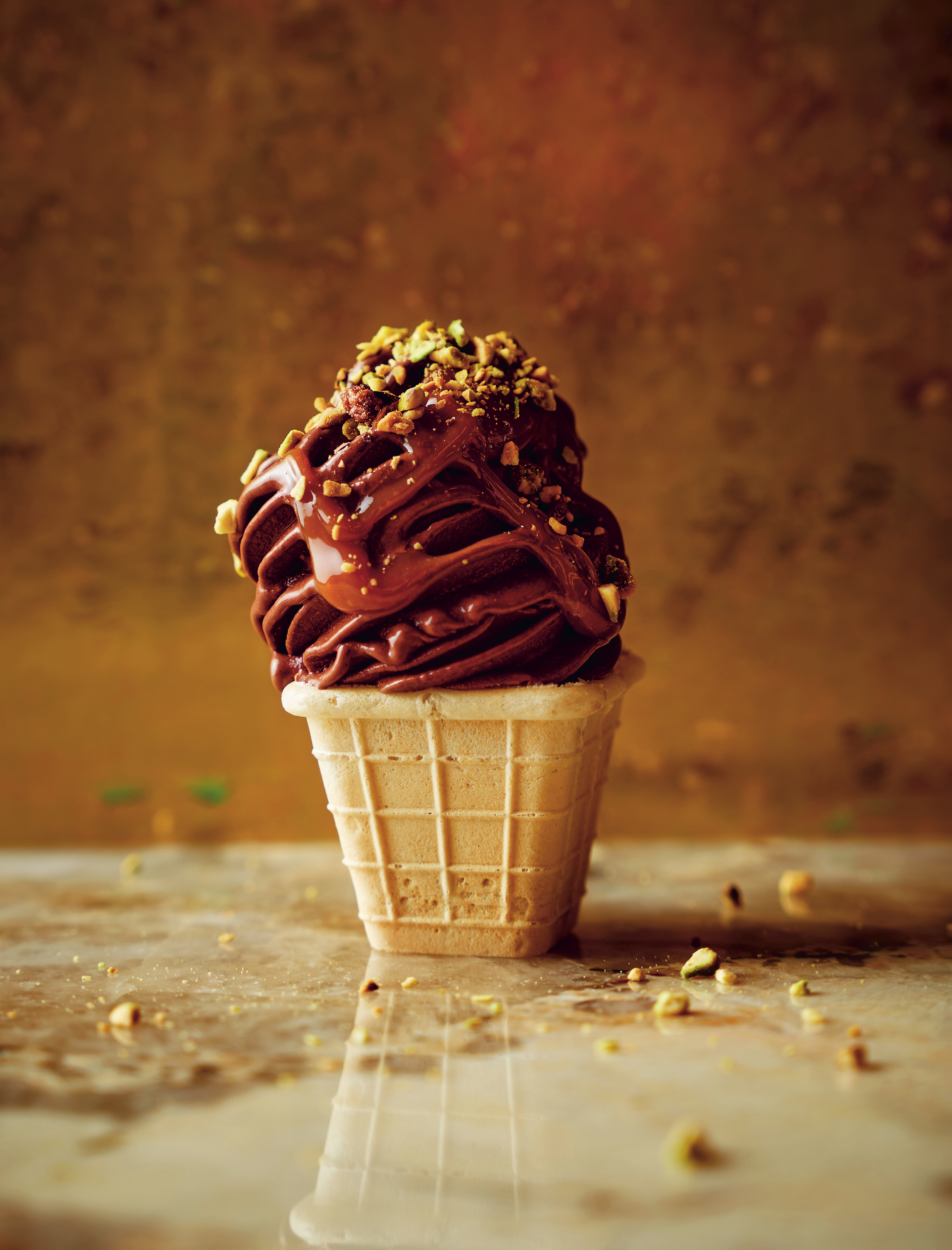 Chocolade-tahin softijs