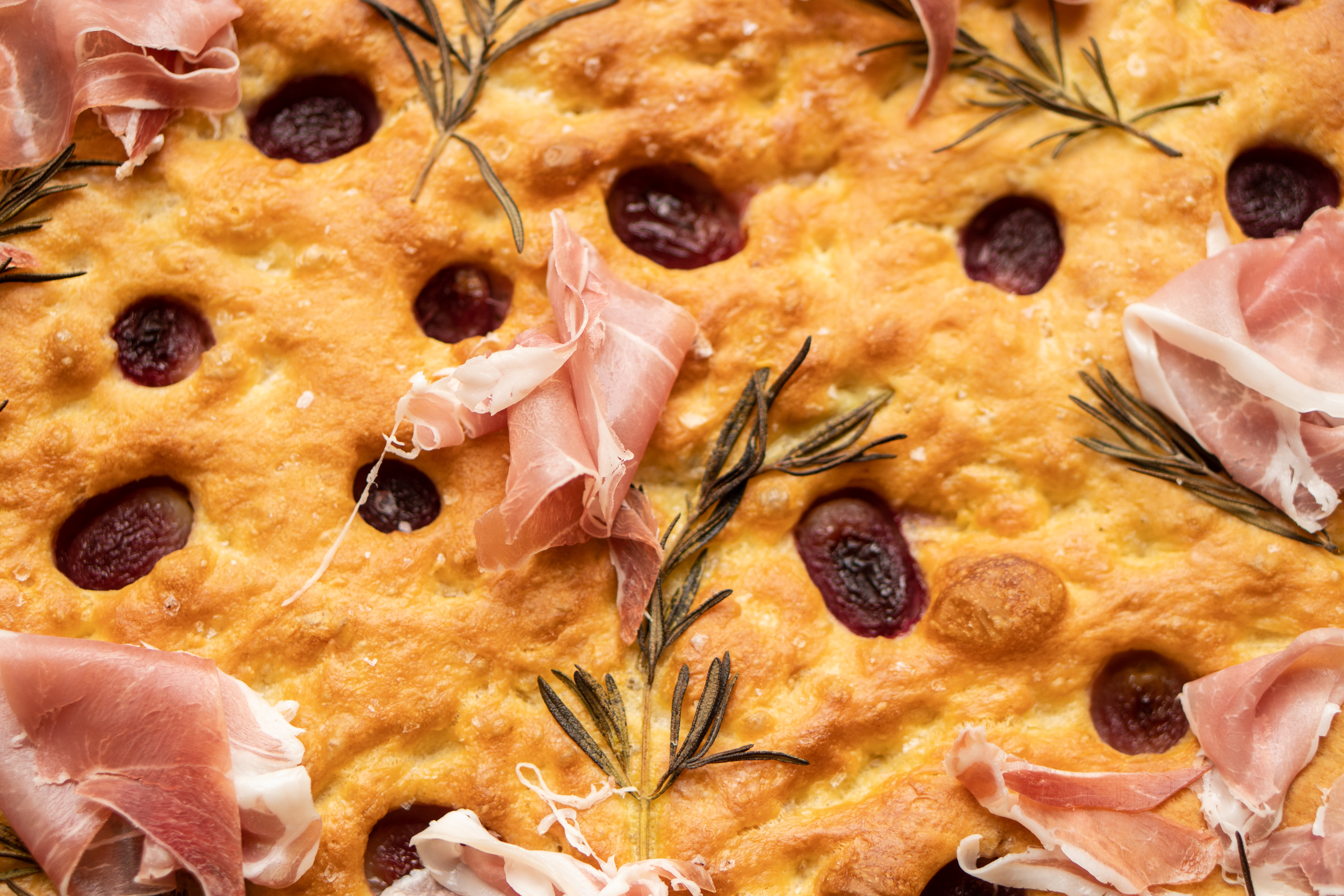 Kerst focaccia met druiven