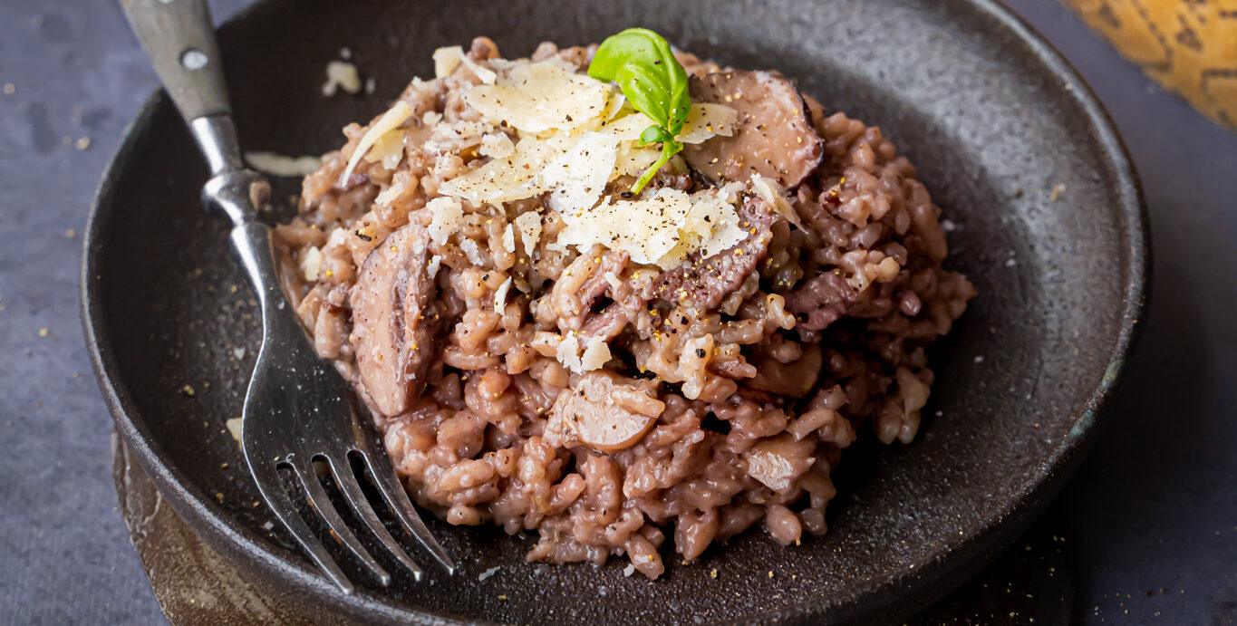 Header rode wijn risotto met Grana Padano
