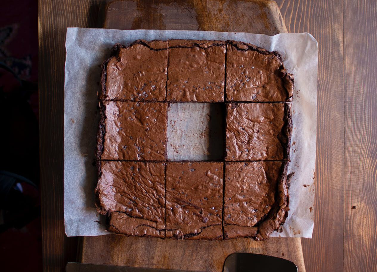 brownies met een mooi glanzend laagje