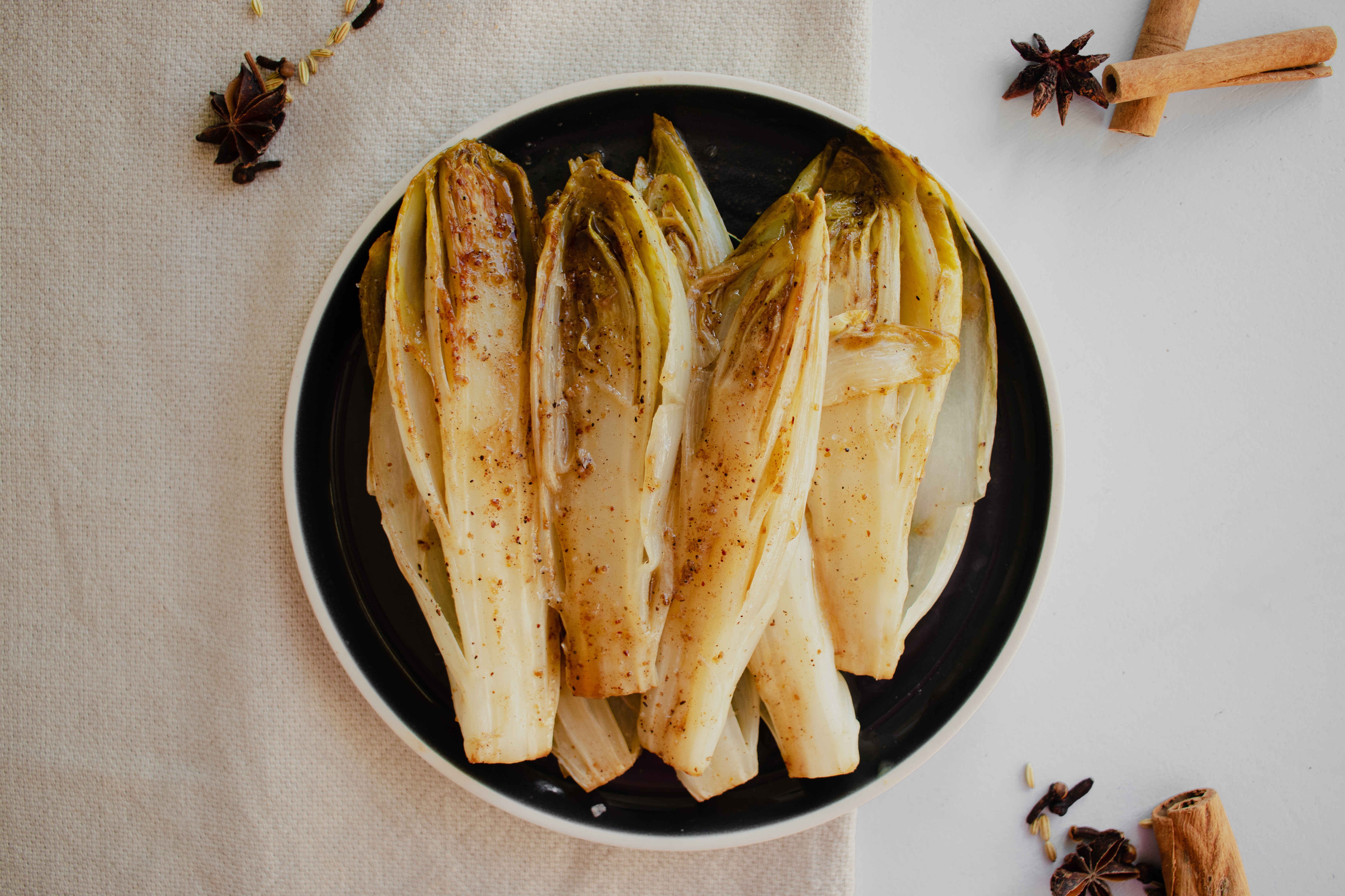 Witlof met five spice honing en bier