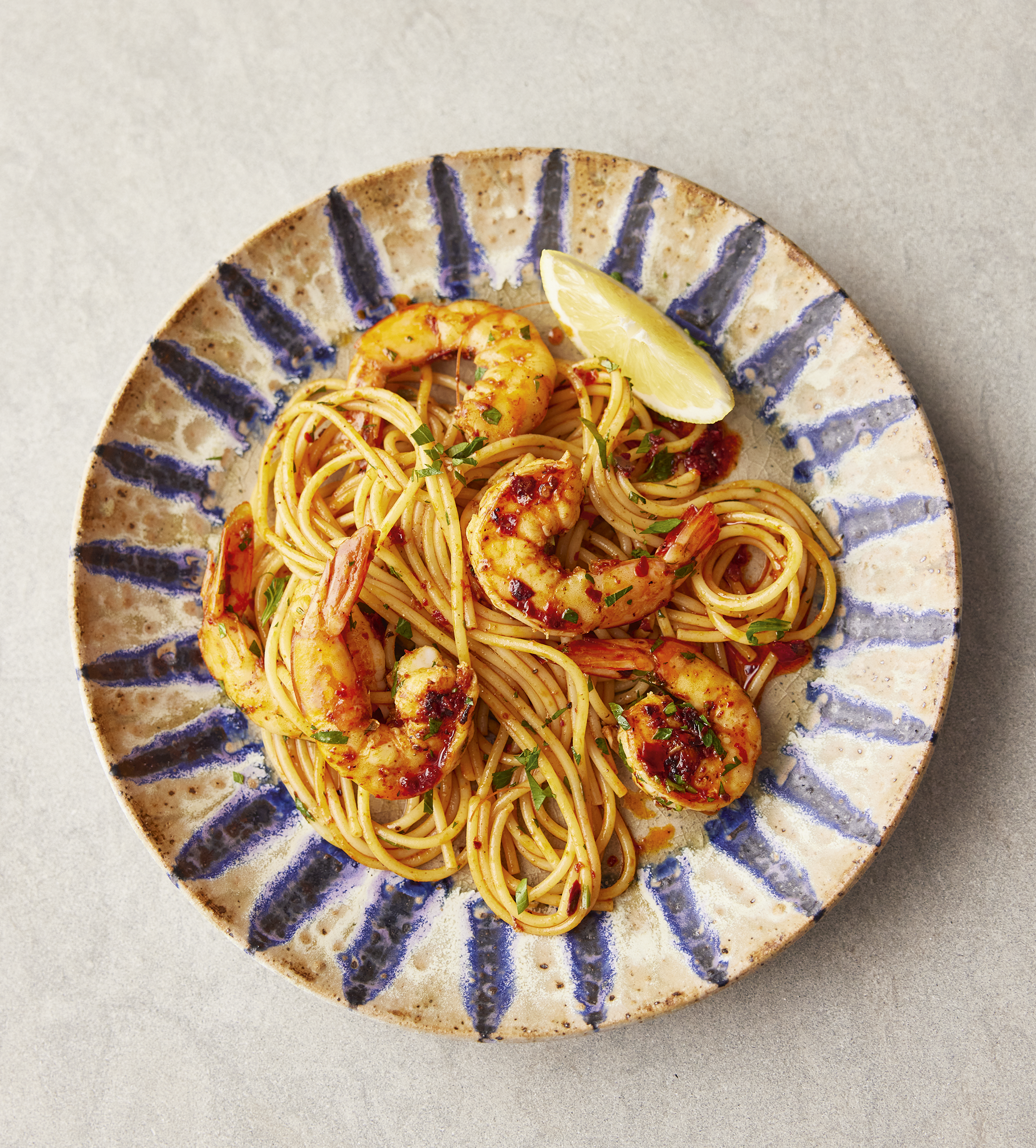 Tunesische spaghetti met garnalen