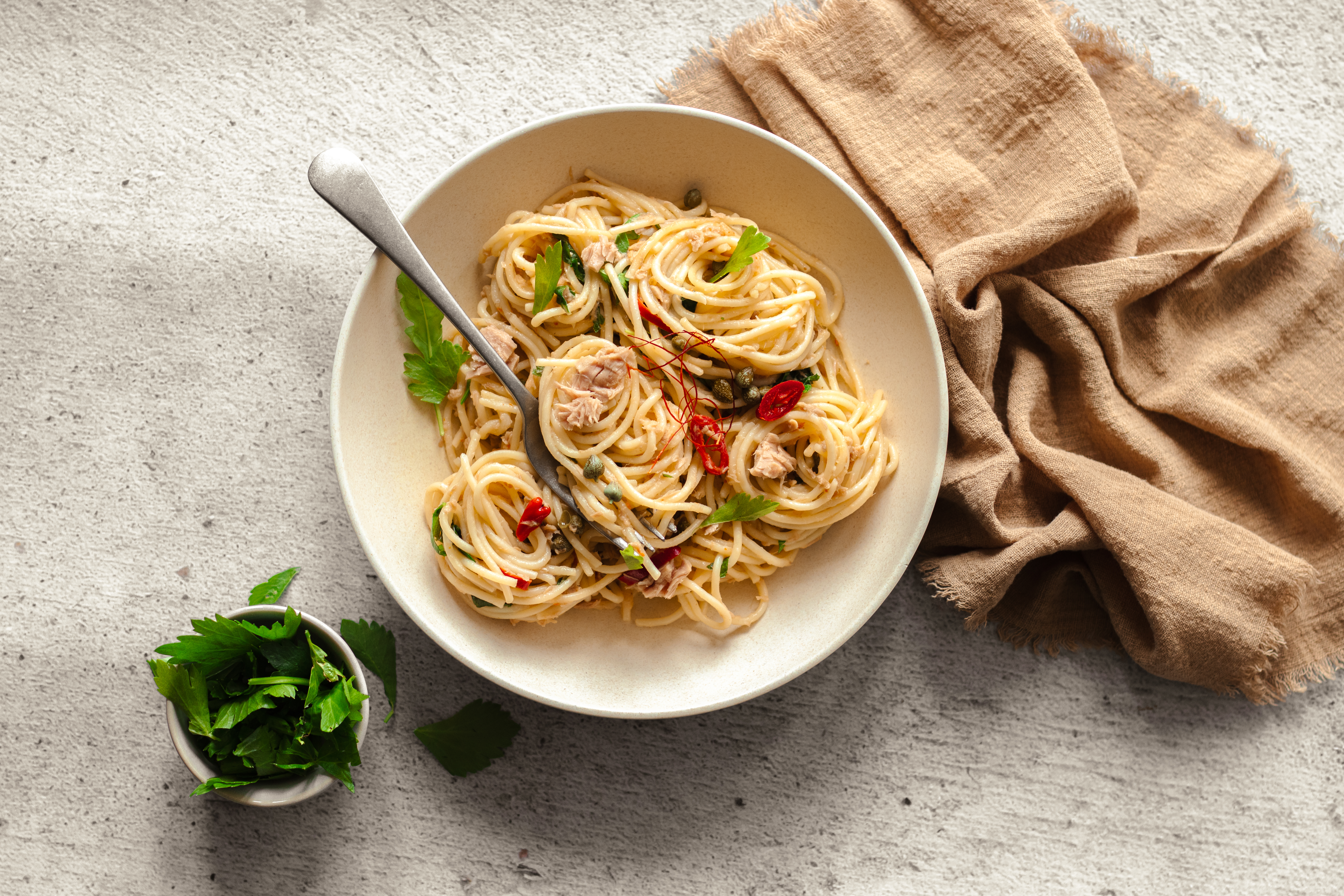 spaghetti met tonijn