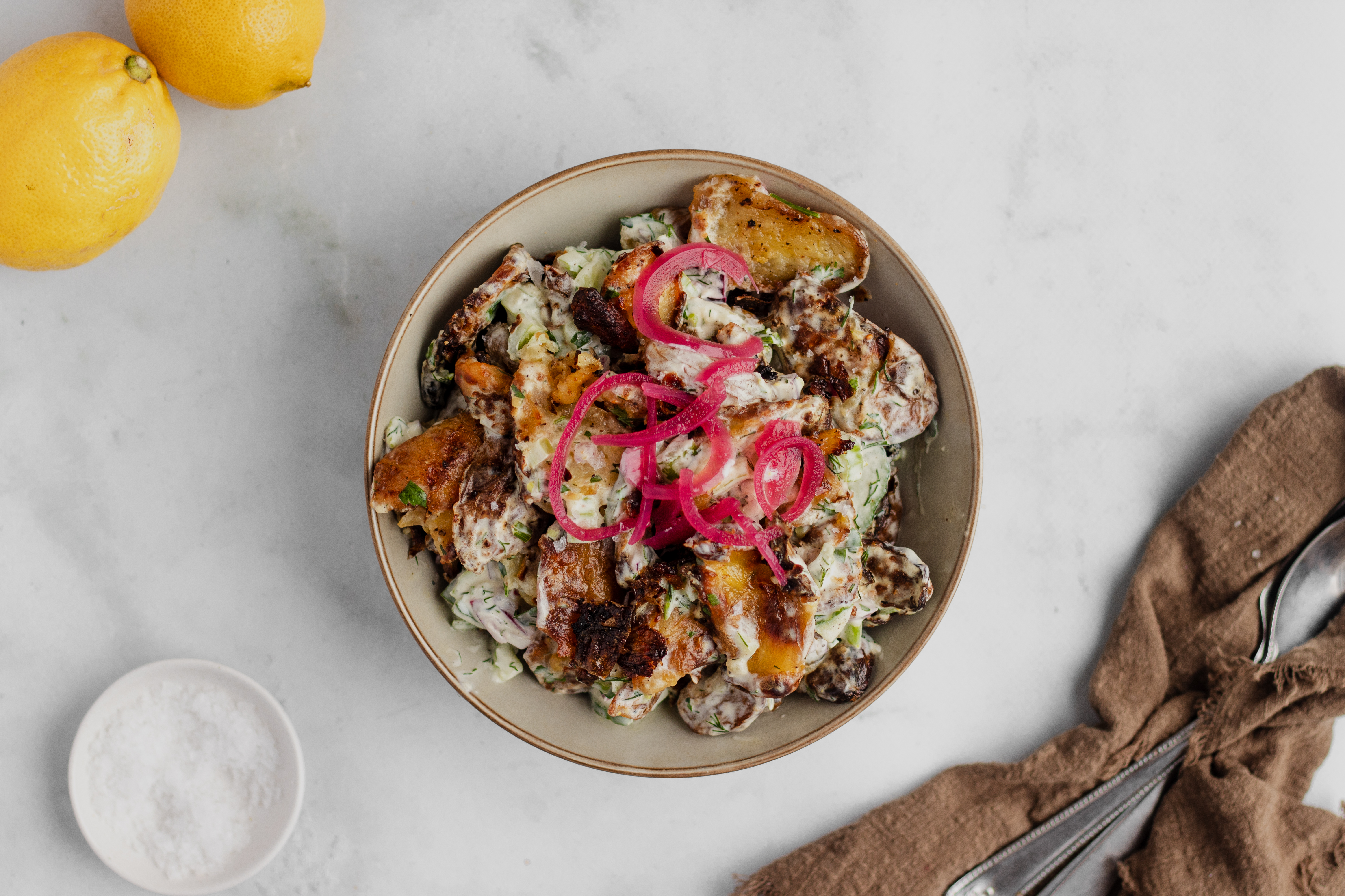 Crispy smashed potato salad / aardappelsalade 2.0