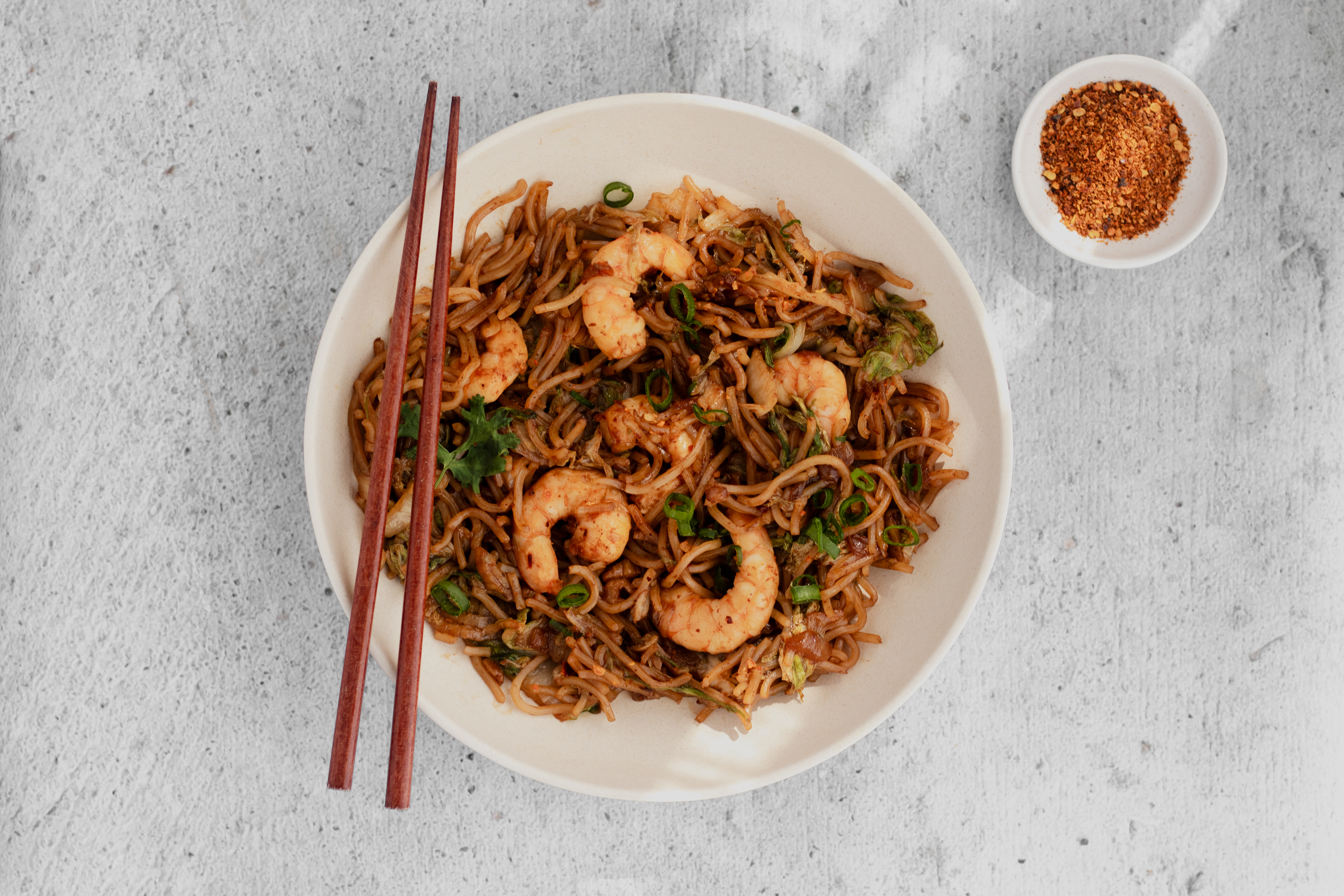 Hokkien noedels met garnalen