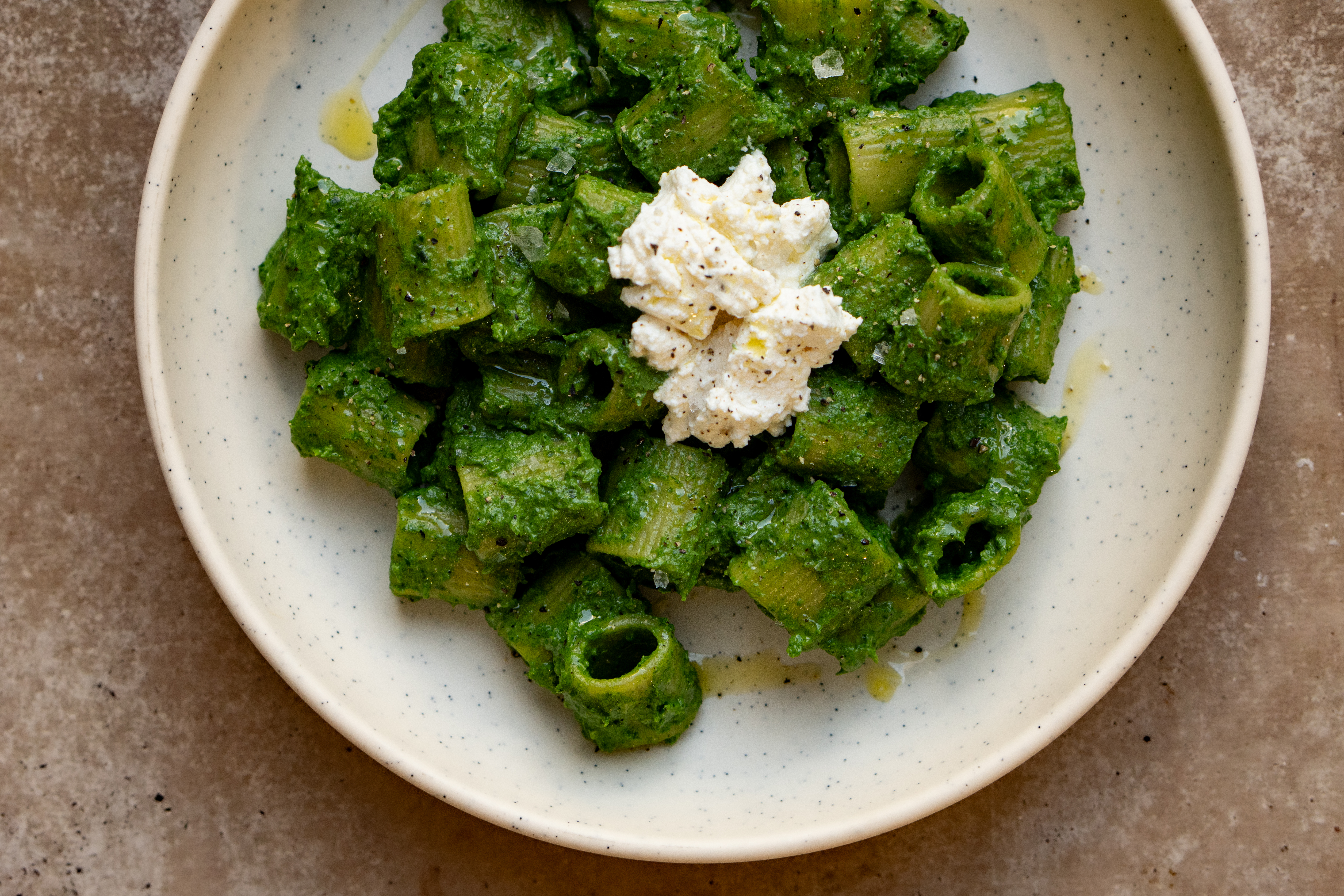Pasta met boerenkool(saus) en ricotta