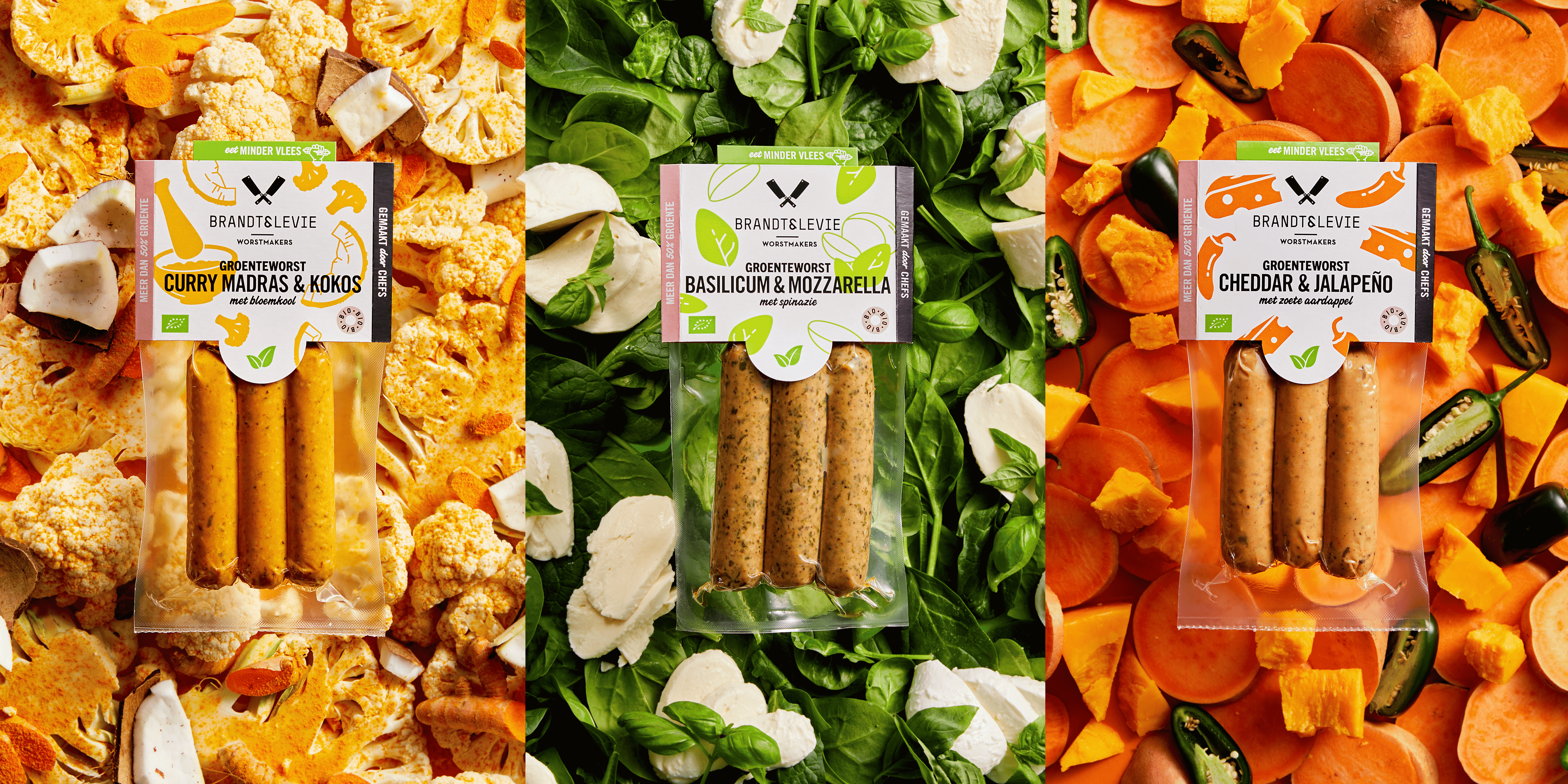 drieluik van de groenteworst van brandt & Levie