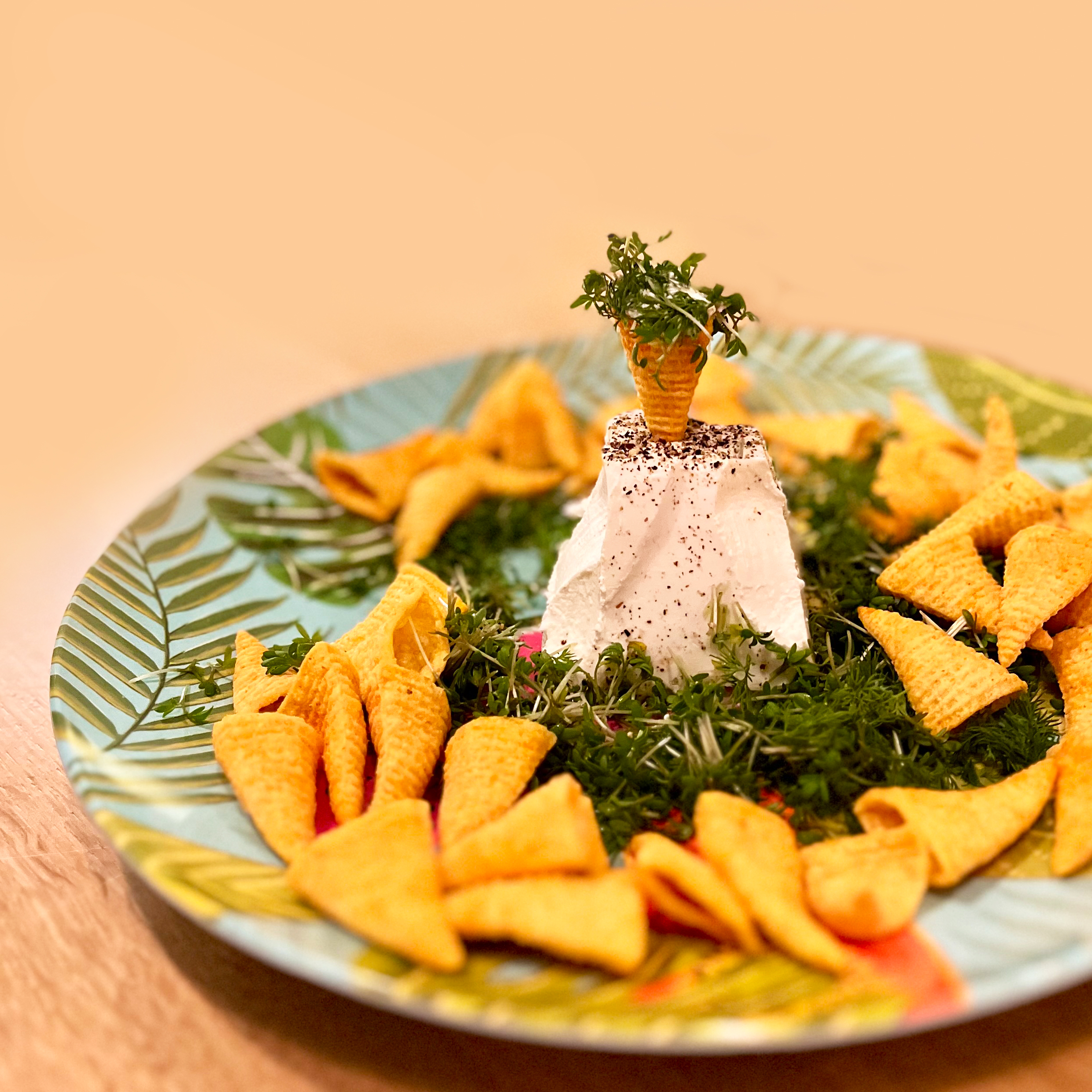 bugles met geitenkaas en tuinkers